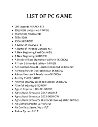 List of Pc Game