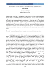 Mihail Kogălniceanu and the Problems of Romanian Language
