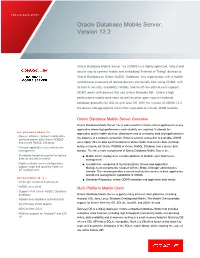 Oracle Database Mobile Server, Version 12.2