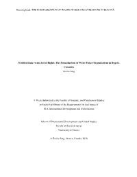 The Formalization of Waste Picker Organizations in Bogotá