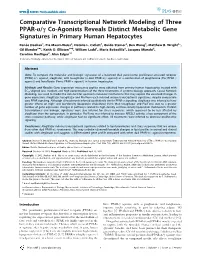 Comparative Transcriptional Network Modeling of Three PPAR-A/C Co-Agonists Reveals Distinct Metabolic Gene Signatures in Primary Human Hepatocytes