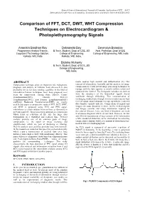 Comparison of FFT, DCT, DWT, WHT Compression Techniques on Electrocardiogram & Photoplethysmography Signals