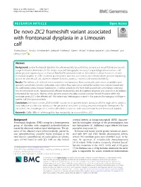 De Novo ZIC2 Frameshift Variant Associated with Frontonasal