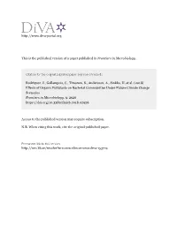 Effects of Organic Pollutants on Bacterial Communities Under