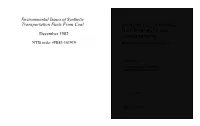 Environmental Issues of Synthetic Transportation Fuels from Coal