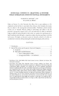 Judicial Conduct: Crafting a System That Enhances Institutional Integrity