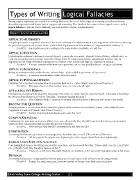 Types of Writing Logical Fallacies