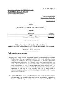 [2012] Ewhc 2606 (Qb) in the High Court of Justice Queen's Bench Division