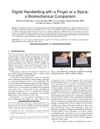 Digital Handwriting with a Finger Or a Stylus: a Biomechanical Comparison