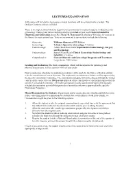 Lectures/Examination