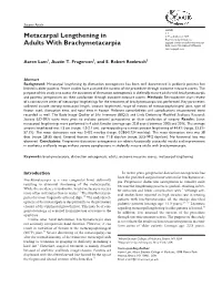 Metacarpal Lengthening in Adults with Brachymetacarpia