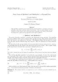 'Quicksort' and 'Quickselect'
