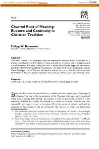 Rupture and Continuity in Christian Tradition