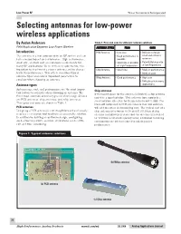 Selecting Antennas for Low-Power Wireless Applications by Audun Andersen Table 1
