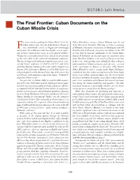 The Final Frontier: Cuban Documents on the Cuban Missile Crisis
