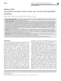 Association Between Folate Status and Cervical Intraepithelial Neoplasia