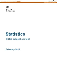 Statistics GCSE Subject Content