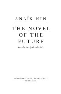 THE NOVEL of the FUTURE Introduction by Deirdre Bair