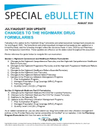 Changes to the Highmark Drug Formularies