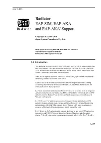 Radiator EAP-SIM Support