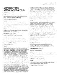 Astronomy and Astrophysics (ASTRO) 1