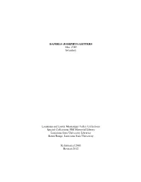 Josephus Daniels Letters, Mss