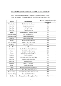 List of Buildings with Confirmed / Probable Cases of COVID-19