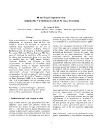 Model and Autonomous Levels of AI Legal Reasoning