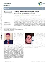 Progress in Supercapacitors: Roles of Two Dimensional Nanotubular