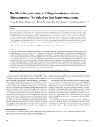 The Life Table Parameters of Megalurothrips Usitatus