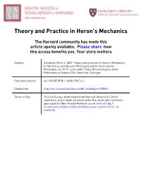 Theory and Practice in Heron's Mechanics