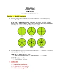 FRACTIONS Section 1: Unit & Fractions ☺ EXERCISE