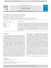 Ionic Liquids in Biotechnology and Beyond ⁎ Johanna Claus1, Fridolin O
