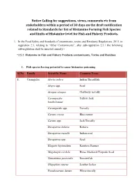 Notice Calling for Suggestions, Views, Comments Etc from Stakeholders Within a Period of 30 Days on the Draft Notification Relat