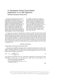 Application of an EM Algorithm Eiji Muraki, Educational Testing Service