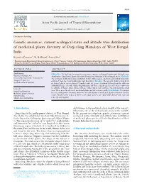 Genetic Resources, Current Ecological Status and Altitude Wise Distribution