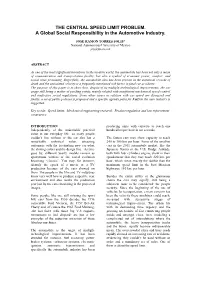 THE CENTRAL SPEED LIMIT PROBLEM. a Global Social Responsibility in the Automotive Industry