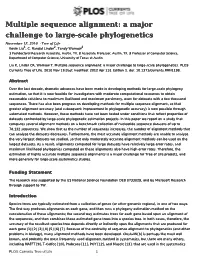 Multiple Sequence Alignment: a Major Challenge to Large-Scale Phylogenetics
