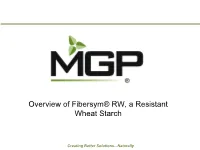 Overview of Fibersym® RW, a Resistant Wheat Starch