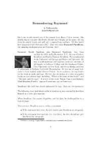 Raymond Smullyan, the Amazing Mathematician and Logician, Died