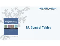 15. Symbol Tables