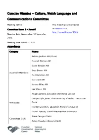 Concise Minutes - Culture, Welsh Language and Communications Committee