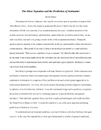 The Dirac Equation and the Prediction of Antimatter