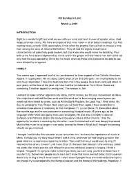 4Th Sunday in Lent March 2, 2008 INTRODUCTION Sight Is A