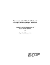 An Assessment of China's Subsidies to Strategic and Heavyweight