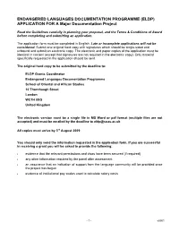 (ELDP) APPLICATION for a Major Documentation Project