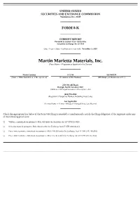Martin Marietta Materials, Inc. (Exact Name of Registrant As Specified in Its Charter)