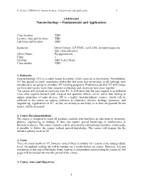 Nanotechnology - Fundamentals and Applications 1
