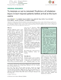 Predictors of Inhalation Injury in Burn‐Injured Patients Before Arrival At