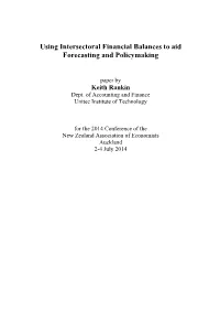 Using Intersectoral Financial Balances to Aid Forecasting and Policymaking